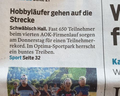 Haller Tagblatt über 4. AOK Firmenlauf